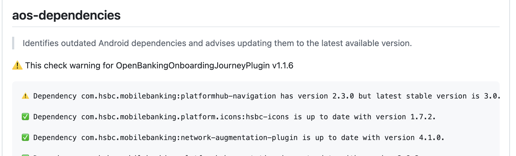 Android dependencies check