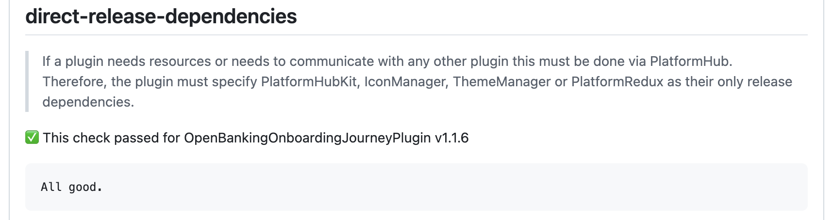 Direct release dependencies check