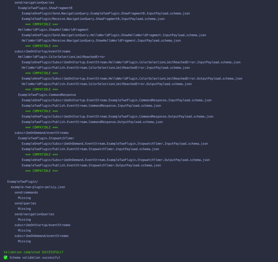 Sample Schema Validation Output